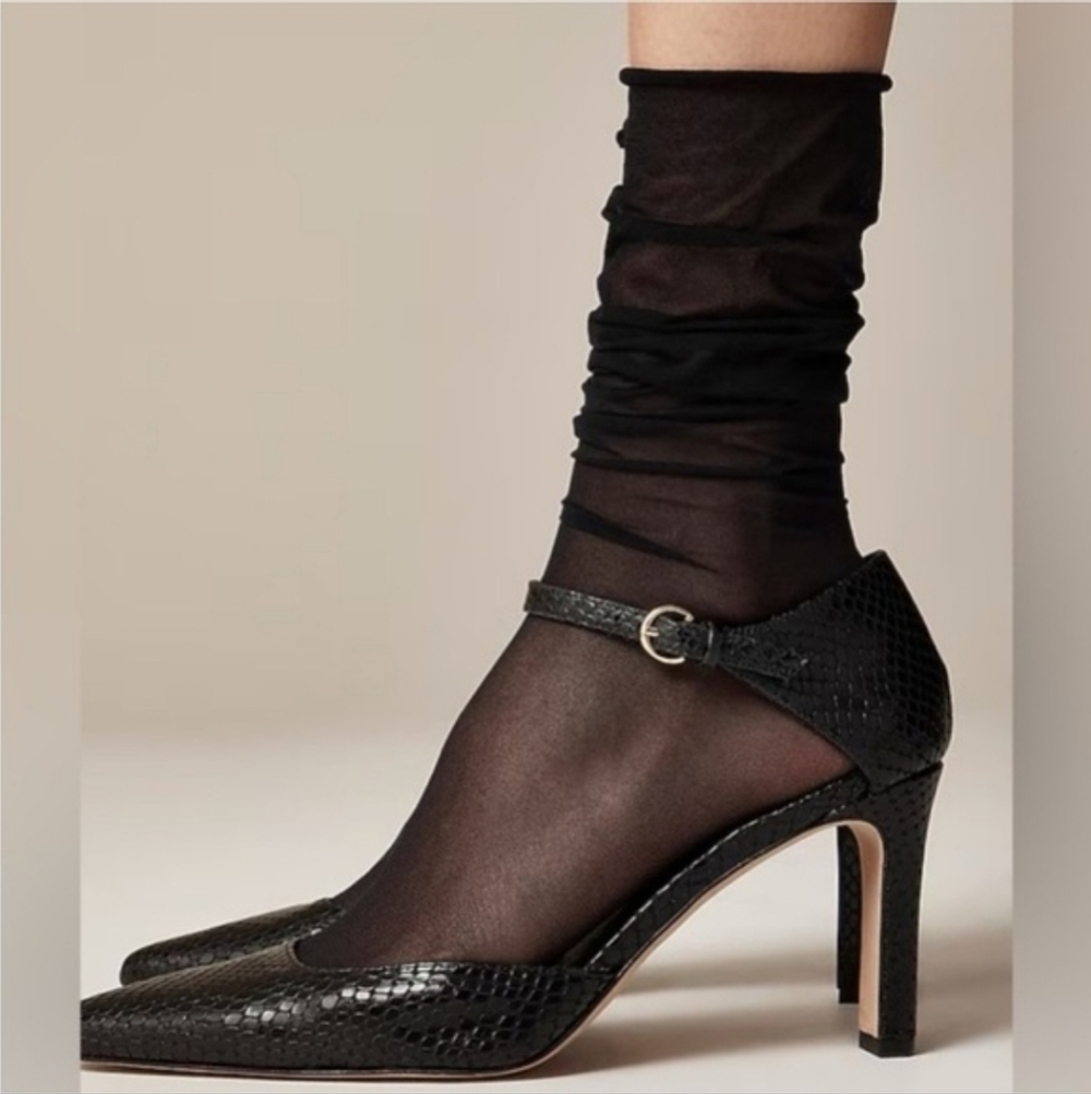 J. Crew Novelty Trouser Socks- 3-pack - Sheer Roll Neck style - black